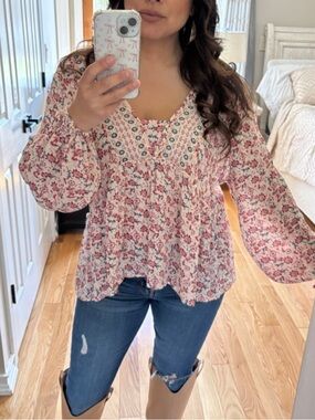 Coco + jaimeson balloon sleeve boho top